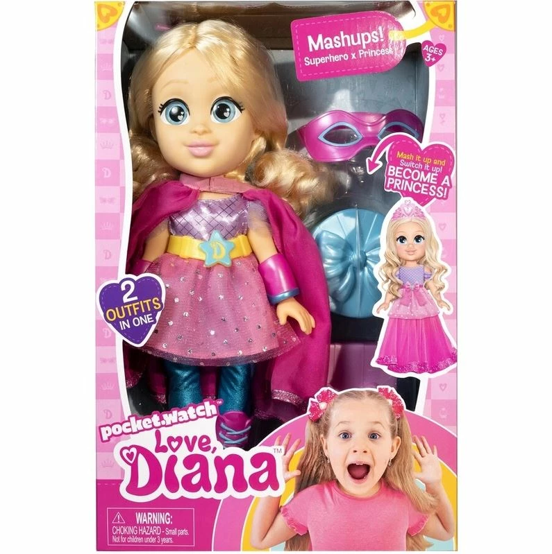 LOVE DIANA MASHUPS SUPERHERO AND PRINCESS 13 INCH DOLL