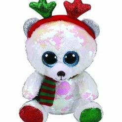 Ty BEANIE BOOS - REGULAR SEQUINS XMAS MISTLETOE BEAR WITH ANTLERS