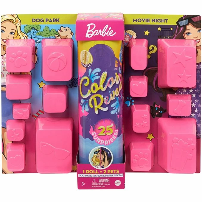BARBIE ULTIMATE COLOR REVEAL DOLL DOG PARK TO MOVIE NIGHT