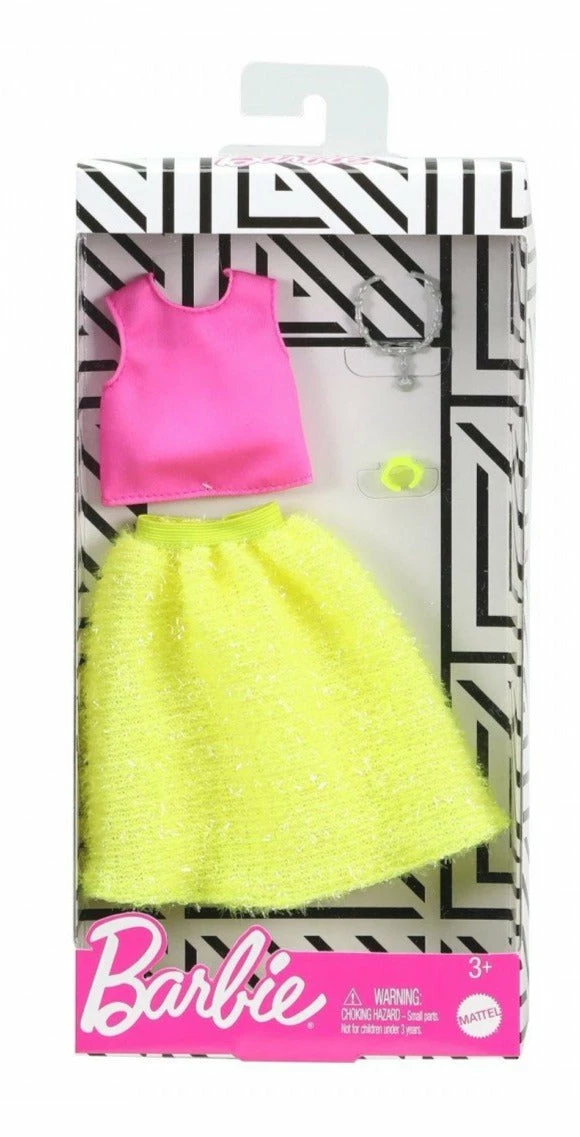 BARBIE FASHIONS PINK TOP YELLOW SKIRT