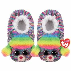 TY SEQUIN SLIPPER SOCKS - RAINBOW LARGE